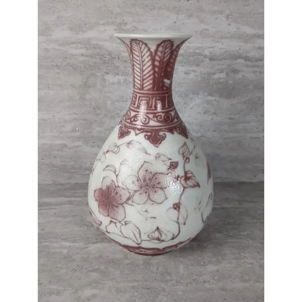 Chinese Antique Underglaze Red Porcelain Vase,‎ Cherry Blossom